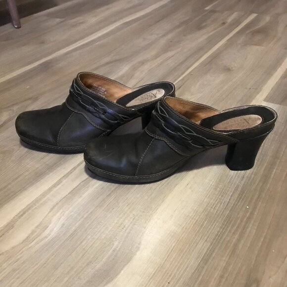 Clarks Artisan Ladies Brown Leather Mules Size 8.5 - Picture 4 of 6